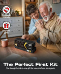 Senior couple smiling over Heavy Duty Snap Fastener Tool Kit With 140 Pcs Punching Capable Magnetic Mold on table