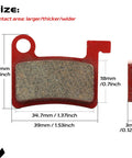 Two Pairs MT600 Electric Bike Disc Brake Pads For LD-200PLUS And LD4X Hydraulics, showing dimensions and size in close-up