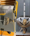 Rock Solid Upgraded Miter Gauge With 27 Tight Angle Stops and Smooth Adjustable Aluminum Head for Table Saw Crosscuts, silver metal parts.