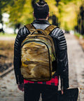 Person wearing Jungle Monkey Banana Printed Unisex Backpack With Large Capacity, Durable Polyester Daypack For School And Travel