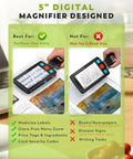 5 Inch Portable Digital Magnifier With 4X To 32X Zoom And Foldable Handle For Quick Reading On The Go, teaching correct use.
