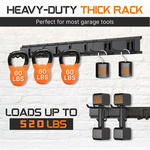 48 Inch Garage Tool Organizer Wall Mount Tough As Nails Heavy Duty Storage Rack With Adjustable Hooks Holds Up To 520lbs Metal Construction