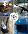 Grtard magnet fishing kit with 3.70-inch double-sided neodymium magnets and case; rope shown in river and near a box.