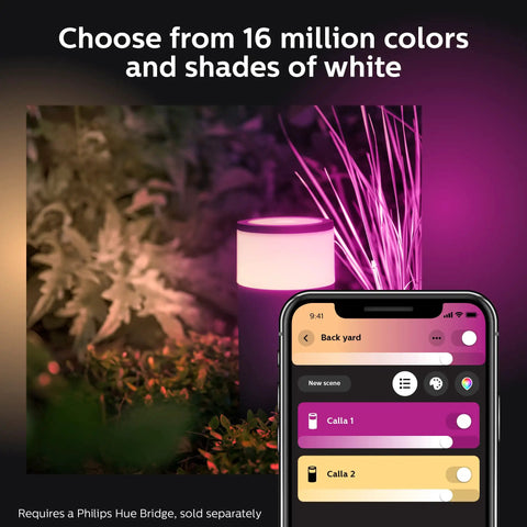 Calla Outdoor Smart Pathway Light With Color Ambiance, Weatherproof 8W Low Voltage LED Walkway Lighting app control display