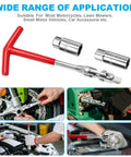 Three Piece Spark Plug Socket Wrench Set With T Handle Five Eighths Inch And Thirteen Sixteenths Inch Sockets in use
