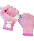 Cut Resistant Gloves Level 5 Food Grade For Kitchen Safety Medium Pink HPPE Knitted Fibers protecting hands holding knife