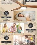 52 Inch Ceiling Fan With Light And Remote Control, 3 Blade Outdoor Wood Farmhouse Style Fan in bedroom and living room scenarios.