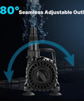 Beast Mode Adjustable Flow Pond Pump Up To 1800 GPH And 14 Ft Lift Submersible 100W with seamless 180-degree outlet