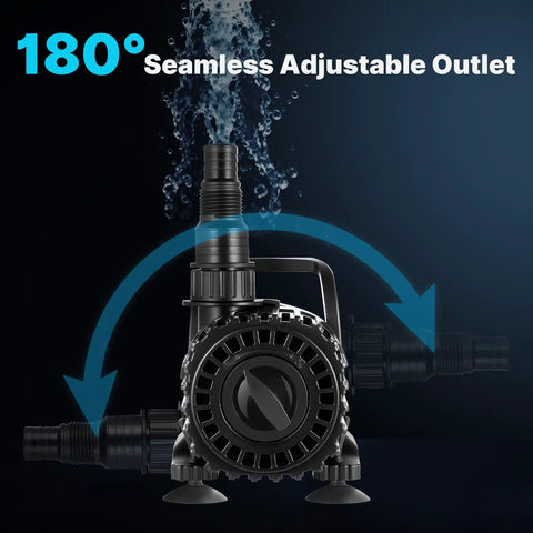 Beast Mode Adjustable Flow Pond Pump Up To 1800 GPH And 14 Ft Lift Submersible 100W with seamless 180-degree outlet