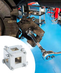 Brake Caliper Piston Tool for Rear Disc Brakes in use with ratchet, durable steel wind back cube piston compressor, 3/8-inch size
