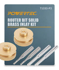Top Shelf Brass Router Inlay Kit Featuring Two Heavy Duty Solid Carbide Spiral Bits Plus Durable Template Alignment Collars.