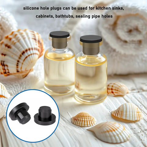 16 Size Assorted Solid Rubber Stopper Plus Flexible Silicone Hole Plug Kit For Bath And Kitchen Drain Sealing Plugs Waterproof Grommet Set With Durable Sealants, black silicone plugs for sink and pipe sealing