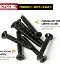 Rock Solid Flat Head Machine Screws M2.5 X 6Mm 50 Pack Black Oxide 304 Stainless Steel Fully Threaded Phillips Drive for 3D printer builds.