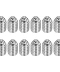 Dead Nuts Tight M6x8mm Ball Point Set Screws, 304 Stainless Steel Hex Socket Spring Plunger Grub Screws For Heavy Duty Furniture, Machine Fixtures And Garage Workshop Repairs, Pack Of 12 displayed in a row.