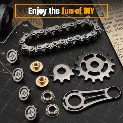 Dope Fidget Chain Toy For Kids And Adults, DIY metal sprockets and bike gears, sensory EDC stress relief desk toy parts