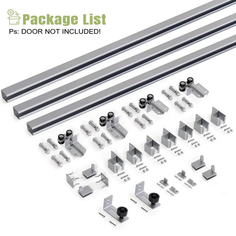 Exterior Sliding Barn Door Hardware Kit 10 Ft Box Rail Track With 450 Lb Capacity Weather Resistant Steel Wall Mount System parts