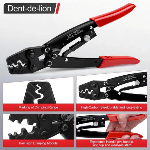 Beefy Heavy Duty Crimping Pliers For 50 Amp 600V Terminals All Purpose Crimp Tool For 1.25 To 16 Mm2 Wires HS-16 Cable Lugs Cutter