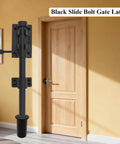 Built To Last Tough As Nails Heavy Duty Black Slide Bolt Gate Latch with Extra Thick 304 Stainless Steel Barrel Bolt, door view