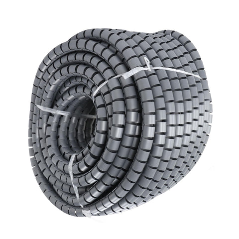 Spiral Cable Wrap For Wiring And Pipe Protection, 22mm Diameter, 50m Roll, Flexible Cable Management Sleeve on white background