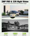 Wireless Video Doorbell With Chime 1080P HD Two Way Talk Night Vision Human Detection viewing driveway and homes in day and night mode