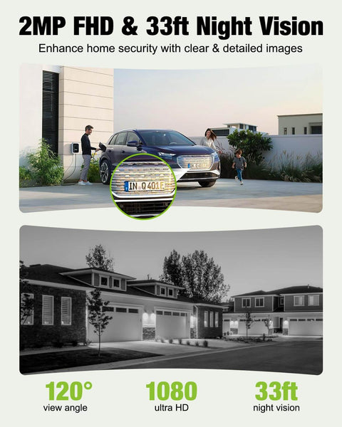 Wireless Video Doorbell With Chime 1080P HD Two Way Talk Night Vision Human Detection viewing driveway and homes in day and night mode
