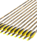 Pack of 12, 28 Inch Carbon Arrows For Target And Hunting, Spine 500, 0.309 Inch Outer Diameter, designed for compound and recurve bows.