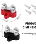 2 Pack Battery Terminal Distribution Block With M8 Dual Studs Bus Bar Terminal Block dimensions and included screws