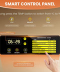 Smart control panel for Heavy Duty Twelve Tray Food Dehydrator With Adjustable Temp And 800W Motor displaying timer and temperature settings.