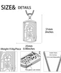 Diagram of Steampunk Gear Dog Tag Necklace With Rotating Mechanical Pendant In Stainless Steel, showing dimensions and features.