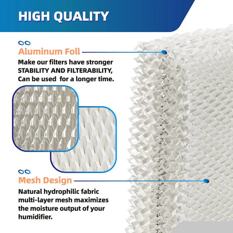Replacement HDC12 Humidifier Wick Filters ES12 4 Pack, aluminum foil and mesh design