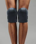 Built Tough Four Pack Black Heavy Duty Knee Pad Inserts For Work Pants Anti Slip Grip Breathable Padding Real Deal Protection For Mechanics Construction And Yard Labor No Sweat Required on a pair of knees.