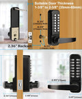 Keyless Entry Door Lock With Mechanical Keypad And Handle, Weatherproof Digital Combination Front Door Lock Set showing dimensions and installation view.