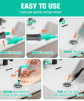 40 Inch Flexible Bathroom Drain Hair Remover With Rotating Handle Reinforced Steel Drain Snake for easy unclogging steps.