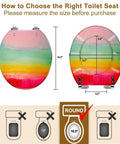 Round Resin Toilet Seat for Bathroom with size measurements, showing 16.5" height and 14.5" width for fit confirmation.