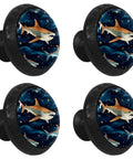 Four Piece Round Cabinet Knobs Set For Drawers And Doors with shark design, kid friendly furniture pulls with screws