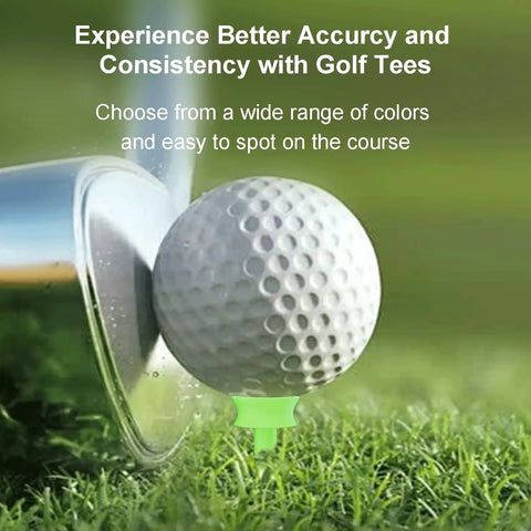 Durable Neon Green 0.82 Inch Golf Tees Pack Of 100 For Easy Tee Up holding a golf ball near club on grass