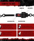 4 Pack Auto-Retractable Ratchet Tie Downs 1 Inch by 12 Foot Cargo Straps with auto retract latch and locking features.