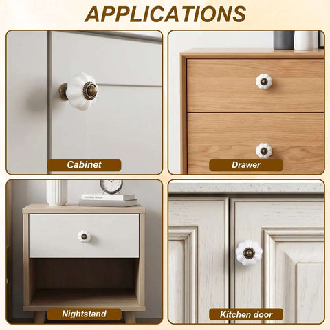 White Pumpkin Drawer Knobs 2 Pack Old School Vintage Cabinet Pulls Antique Hardware on various furniture types