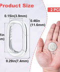 Your Go To Sterling Silver Oval Clasp Set for Jewelry Making Hypoallergenic Spring Bail Connectors in hand, size details shown