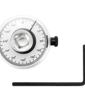 Torque Angle Gauge For One Half Inch Drive Tools With 360 Degree Scale In Two Degree Increments, Adjustable Arm In Two Lengths, Chrome Steel Build For Tough Auto Shop Jobs, 360° dial and L-arm