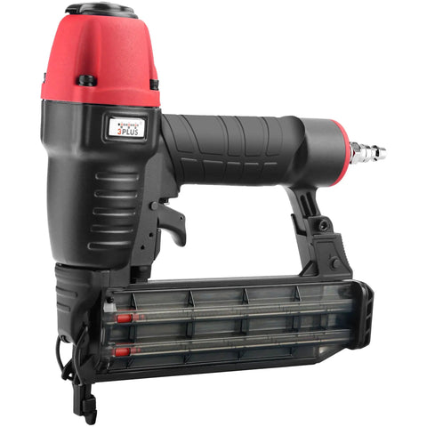 18 Gauge Brad Nailer and Quiet 1 Gallon Air Compressor Combo Kit for Finish and Trim Projects with black and red design