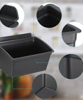 Close-up of Six Pack Slatwall Storage Bins For Garage And Workshop, Pro Grade Plastic Slatwall Organizer Bins, Black