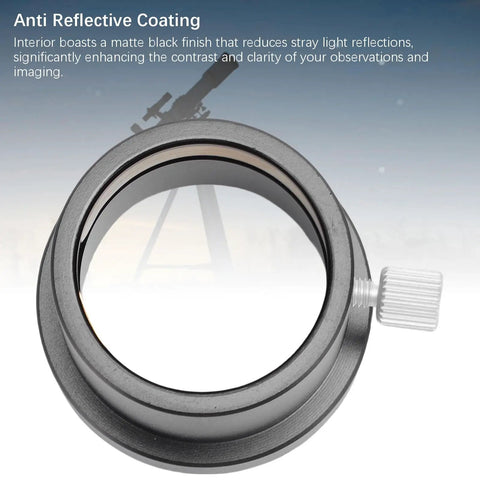 T2 To 1.25 Inch Eyepiece Adapter For 1.25in Telescopes With M42x0.75mm Thread Brass Internal Compression Matte Black Finish