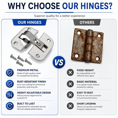 Comparison of Heavy Duty Adjustable Concealed Pie Cut Corner Cabinet Hinge With Smooth As Butter Quiet Close And Rust Resistant Nickel Finish to inferior hinge.