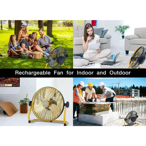 12 Inch Cordless Floor Fan Built With Rugged Metal Frame And Brushless Motor For Slick High Velocity Airflow Perfect For Camping Or Garage Use Featuring Zero Plug Hassle And Heavy Duty Reliability in various settings.