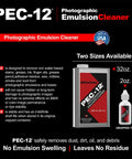 PEC-12 Photographic Emulsion Cleaner kit with 32 oz jug and 2 oz dropper bottle for cleaning film and negatives.