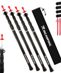 Adjustable Heavy Duty Tarp Poles 7.6 Ft Aluminum Tent Poles With Protection Caps 4 Pack, black with accessories and bag