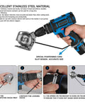 High Speed Electric Drill Shears Attachment For Stainless Steel Sheet Metal Cutting attached to a cordless drill for precise cutting.