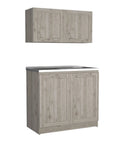 Top Shelf Two Piece Cabinet Set In Crisp Light Gray Featuring Adjustable Shelves And Sturdy Build For Flexible Home Storage That Seriously Delivers The Goods.