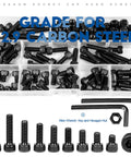 M3 Hex Socket Head Cap Screws Kit With Nuts And Wrench Key Allen Drive Heavy Duty Carbon Steel 12 9 Grade Black Zinc Finish